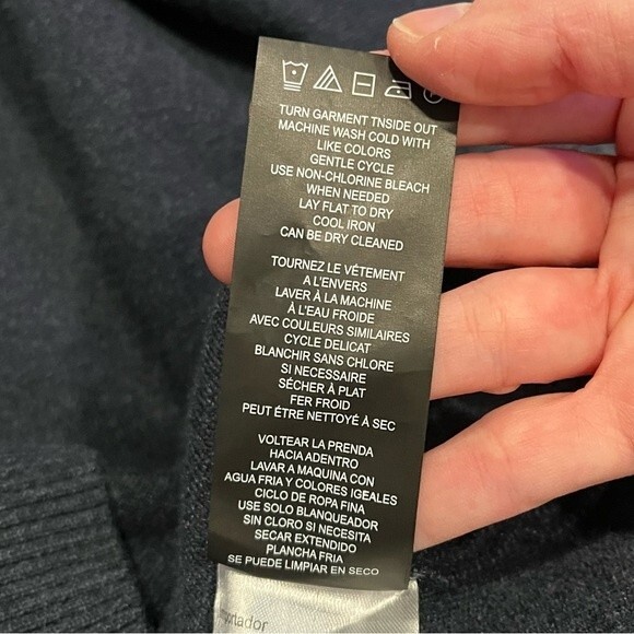 Karl Lagerfeld Paris Navy Blue Zip Sleeve Pullover Sweater Hoodie Size Small - Picture 9 of 10